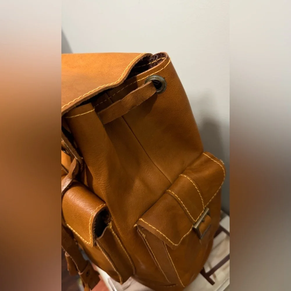 Handmade Brown Leather Backpack